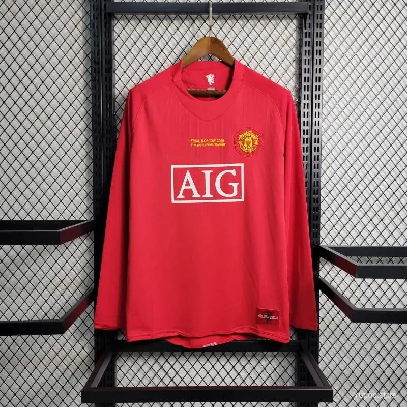 Manchester United maillot Domicile Rétro Manches Longues 2007 2008 L'Univers Du Maillot